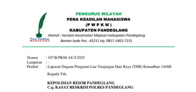 
					Surat Pena keadilan Mahasiswa (Dokumentasi)