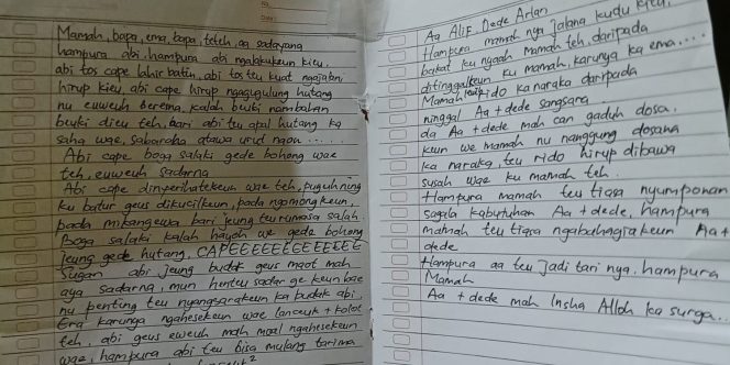 
					Isi Surat Yang ditulis Perempuan Sebelum Meninggal. (Ist)