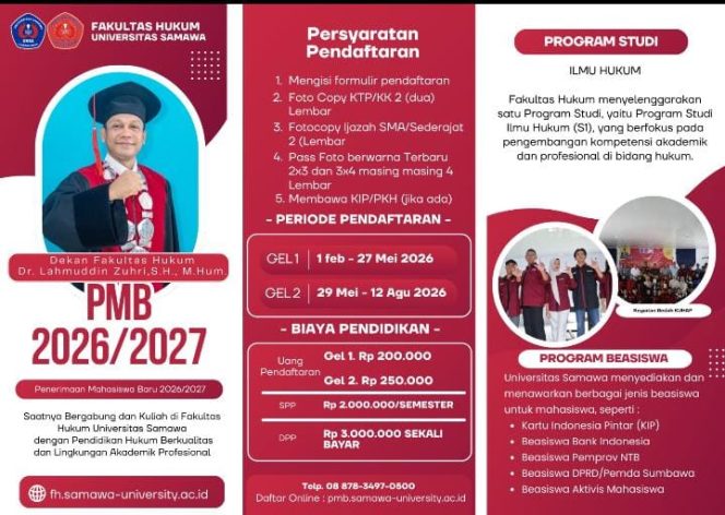 
					Fakultas Hukum Universitas Samawa Buka Penerimaan Mahasiswa Baru 2026/2027