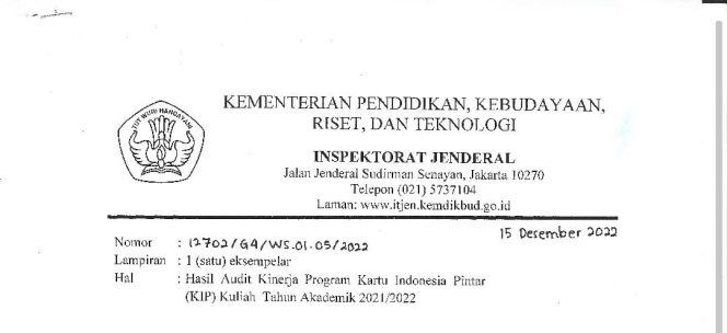 
					Dugaan Dana KIP Kuliah Tak Dikembalikan, Audit Irjen Kemendikbudristek Sorot Kampus. (Ist)